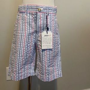 NWT - JOHNNIE-0  Pink & Light blue striped Shorts